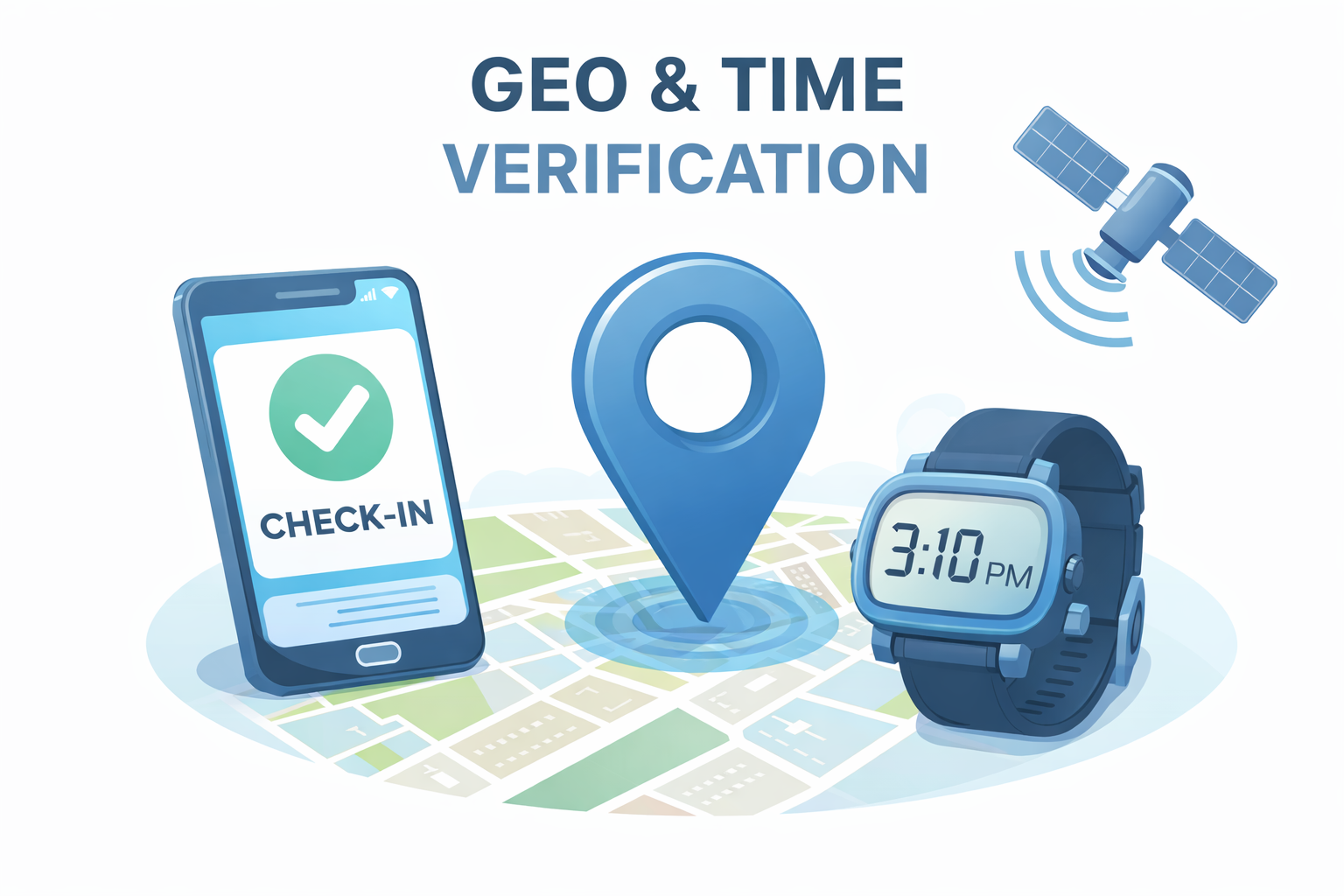 Geo and time verification illustration