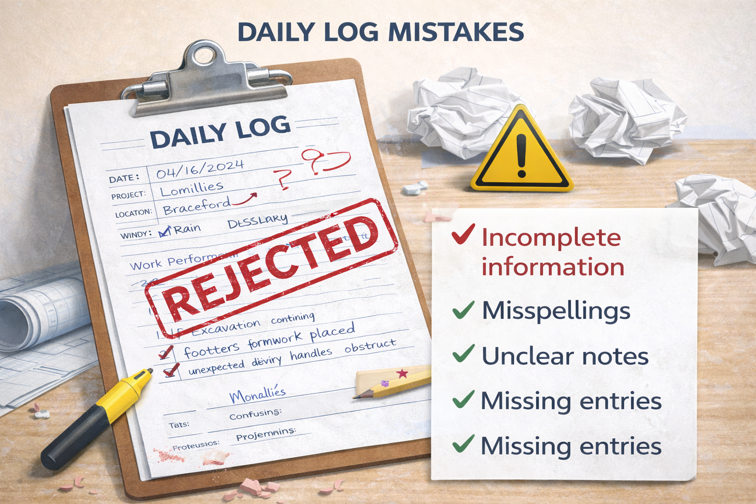 Daily log mistakes